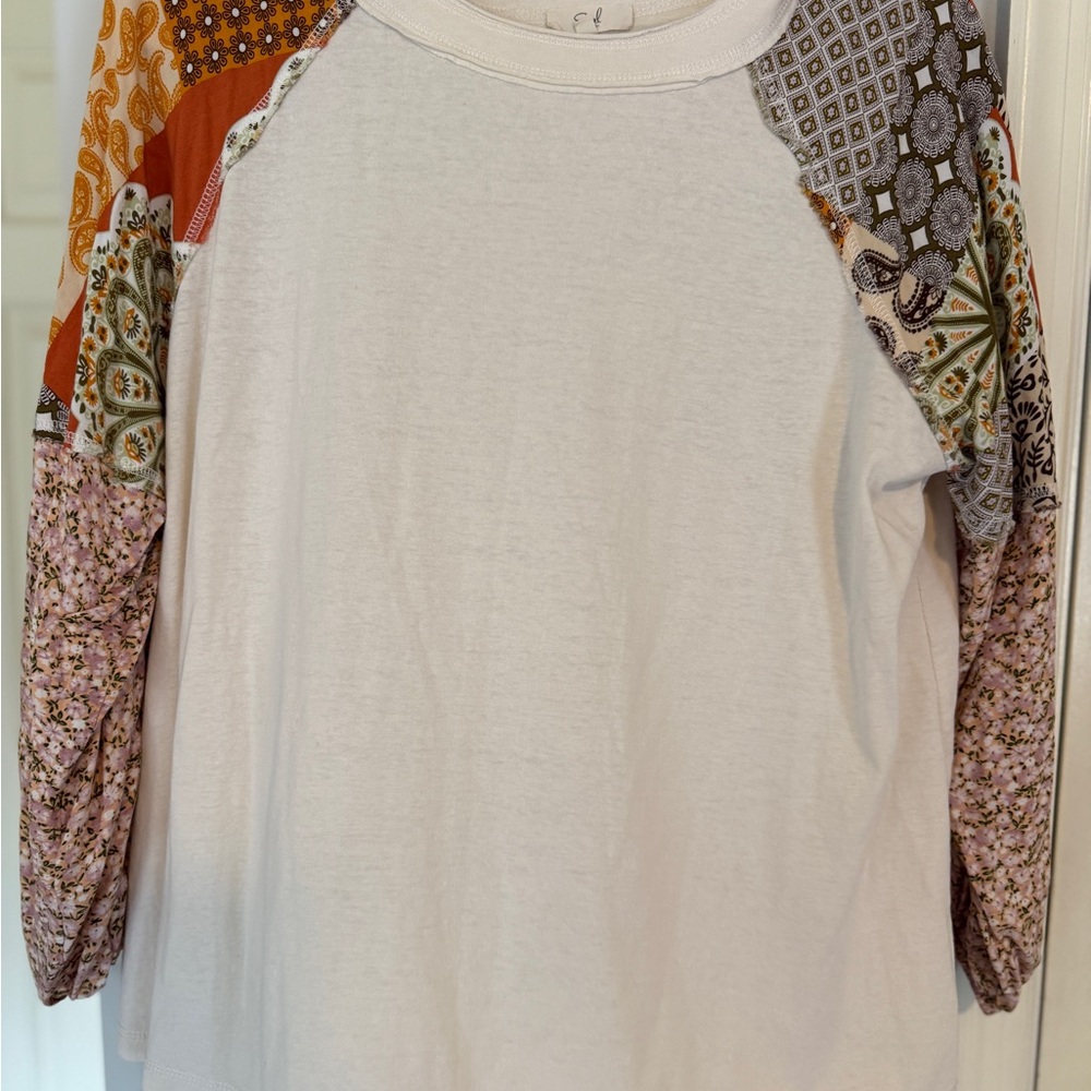 Elegant Patchwork Sleeve Long Sleeve Top